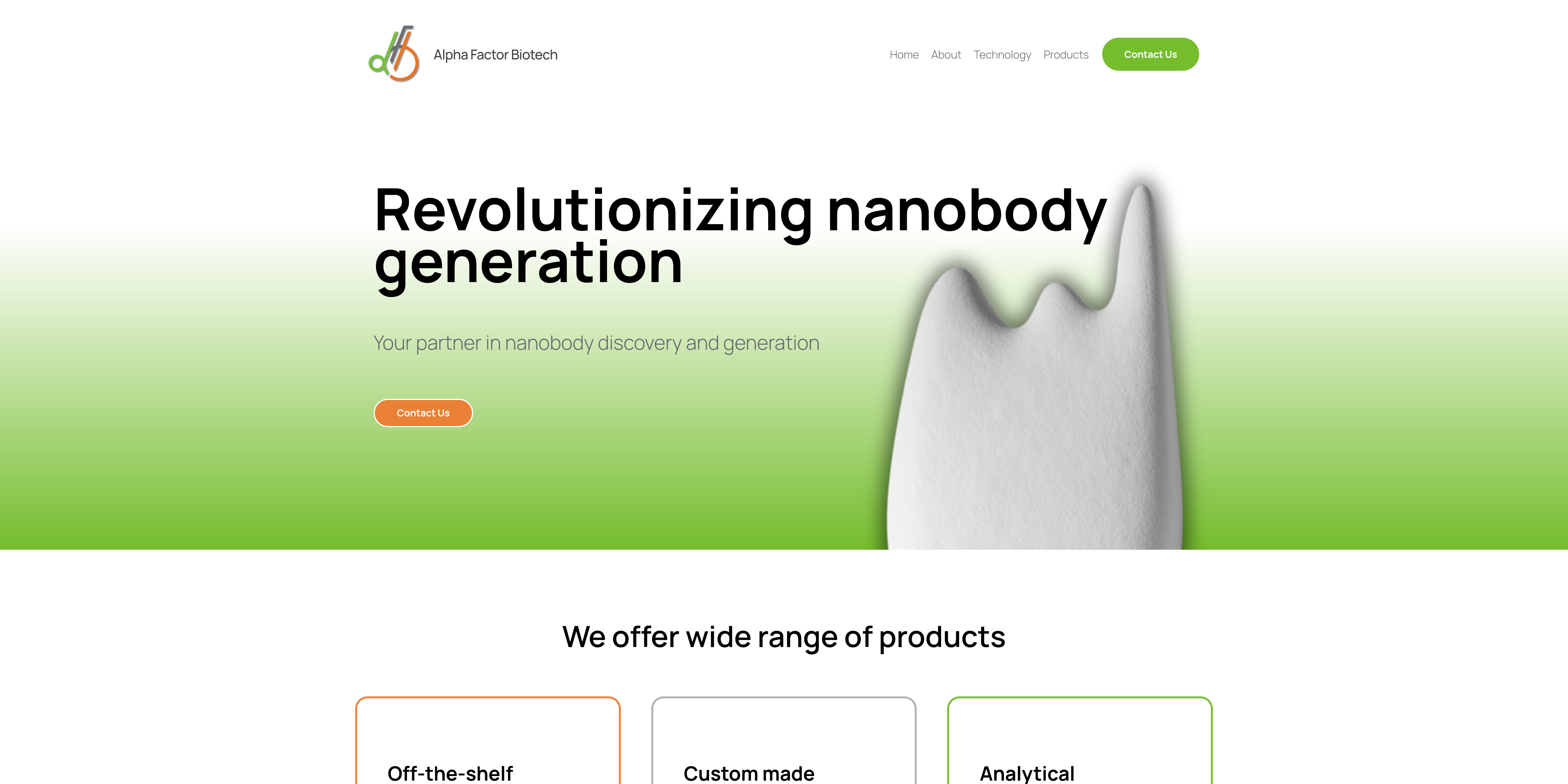 Spletna stran Alpha Factor Biotech